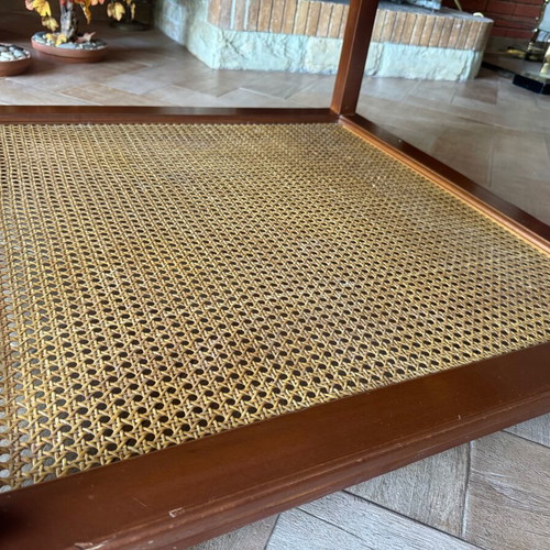 Classic coffee table rectangular 80x80x44cm like new, walnut or beech with glass