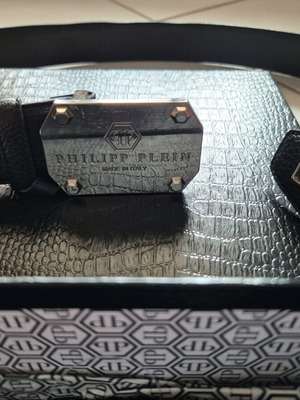 Philipp Plein belt genuine black leather like new, complete set