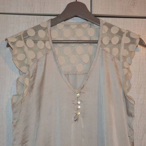Satin blouse used, size M, beige