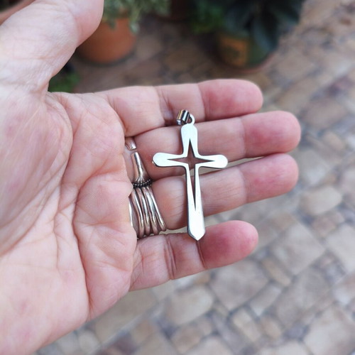 Steel cross like new, matte and glossy sides, gray