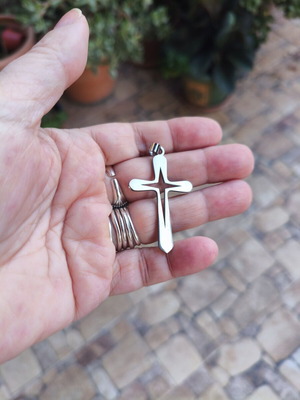 Steel cross like new, matte and glossy sides, gray