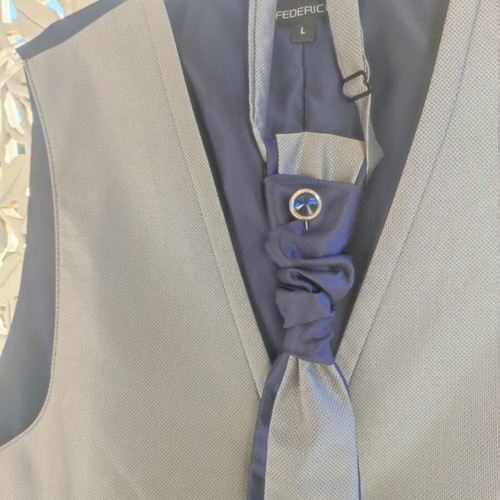 Formal men's vest with matching tie like new, size L, gray