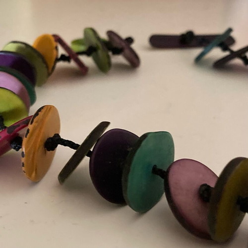Handmade wooden necklace like new, multicolored