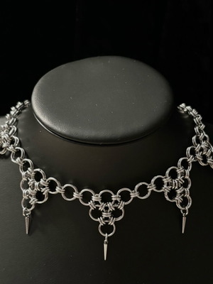 Handmade chainmail necklace with spikes stainless steel new
