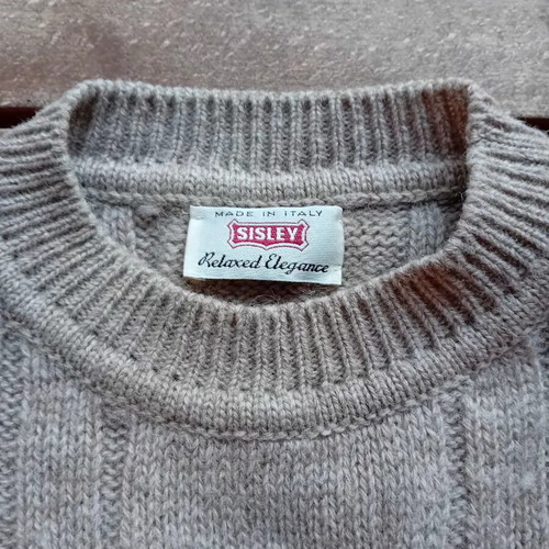 Sisley sweater like new, pure new wool, beige