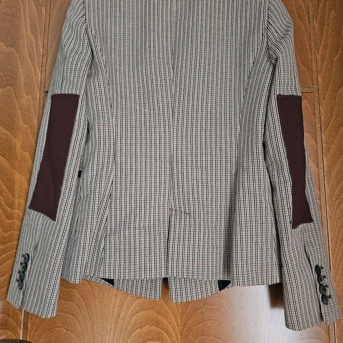 Zara checked jacket used with burgundy details, size S