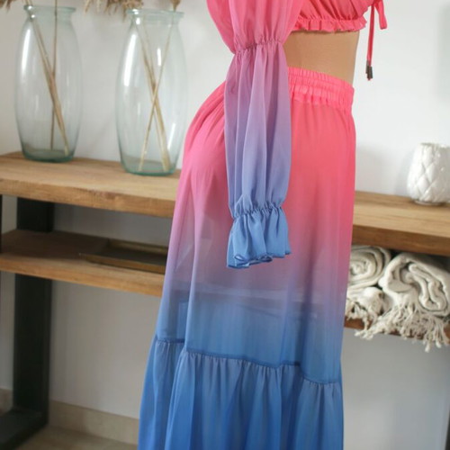 Beachwear long skirt with top new, blue and red shades