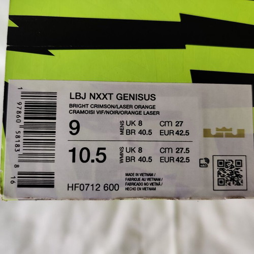 Nike LBJ NXXT Genisus basketball shoes new, size 42.5, black/orange