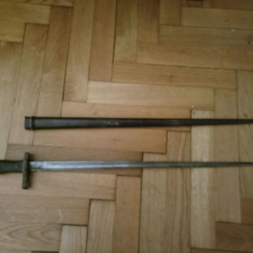 Decorative bayonet used, not sharpened, 65 cm with sheath