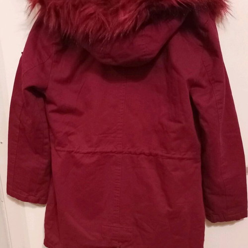 Evita Parka Jacket waterproof with inner fur, size 10, burgundy like new