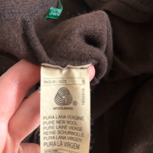 Benetton wool cardigan used, brown, wrap style
