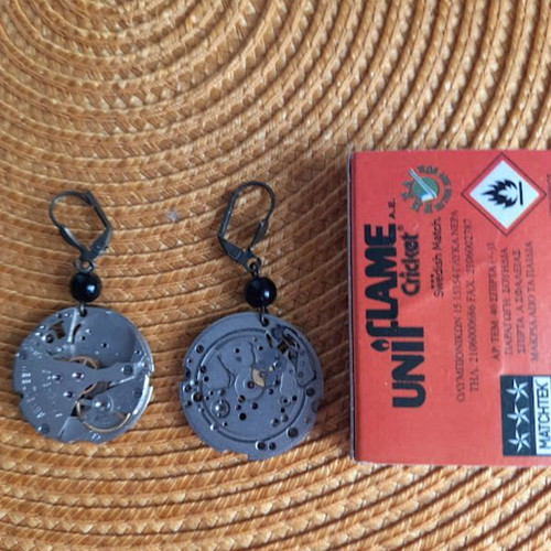 Earrings made from old watches like new, handmade