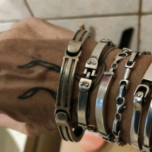 Silver men's bracelet 950 used, adjustable clasp, 1990s