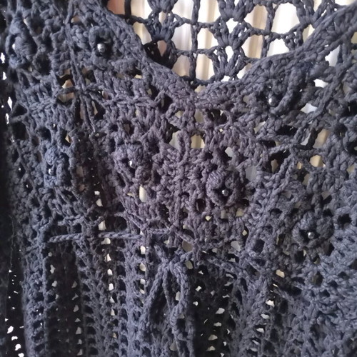 Sexy knitted black blouse like new with hematite beads