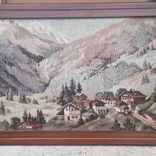 Woven wall embroidery in frame like new