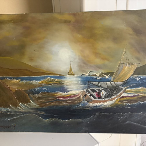 Seascape painting used, large