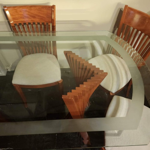 Glass dining set 6 seats like new