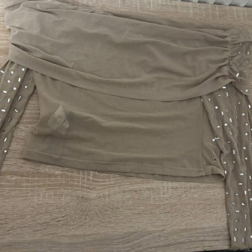 Shein beige t-shirt with rhinestones size M like new