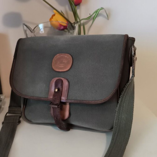 Burberry vintage crossbody bag used, khaki canvas and leather