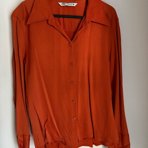 ZARA satin shirt orange like new, size L