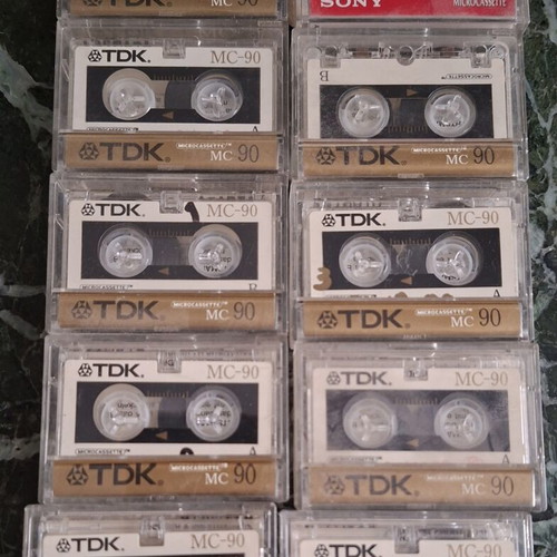 Microcassettes used, pack of 10, recorded, rewritable, laiko