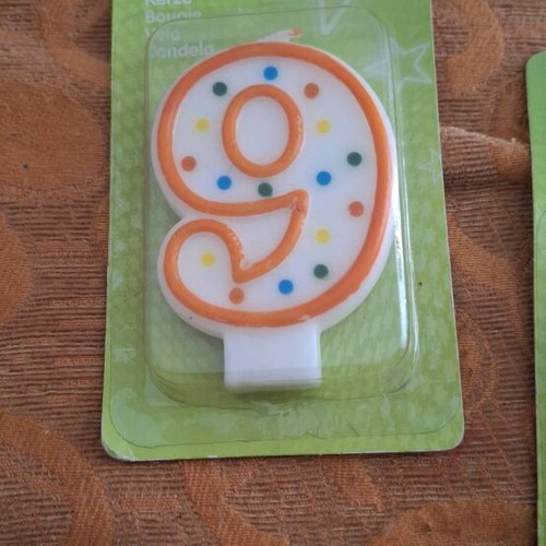 Birthday candle number 9 3D polka dot new