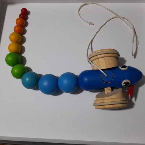 PlanToys wooden pull-along snake like new for 12+ months
