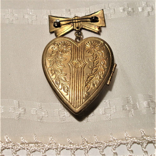 Victorian brass smoked finish brooch