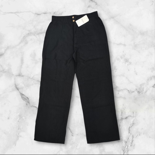 Wide leg pants new with decorative buttons, elastic waist, black