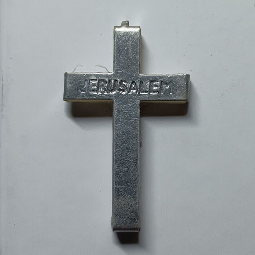 Metal-plastic cross with Christ from Jerusalem like new