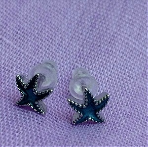 Σκουλαρίκια μικροσκοπικοι μπλε αστερίες ασημένια