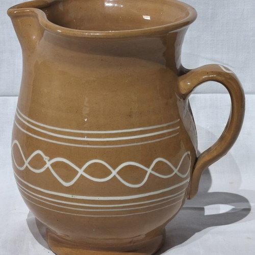 Clay Jug new with decorative pattern, 19 cm height