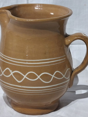 Clay Jug new with decorative pattern, 19 cm height