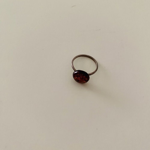 Ring used, silver with amber stone