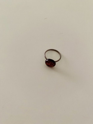 Ring used, silver with amber stone