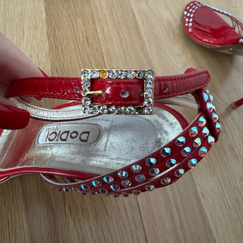 Dodici Gold evening sandals used, red, size 40