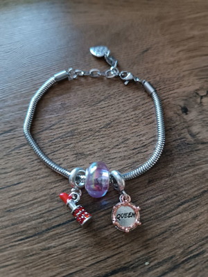 Bracelet with various charms new, silver color