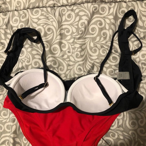 Swimsuit set red and black like new, sizes S and M
