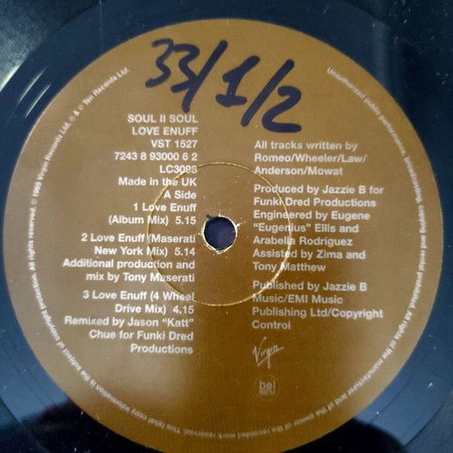 Soul II Soul Love Enuff 12'' Vinyl Maxi Single used, original UK 1995