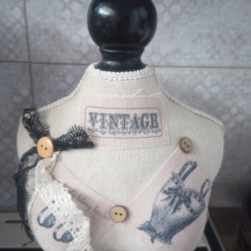 Vintage Jewelry Stand Bust 32cm New, Decorative Fabric