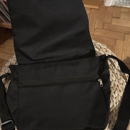 Black shoulder messenger bag with strap