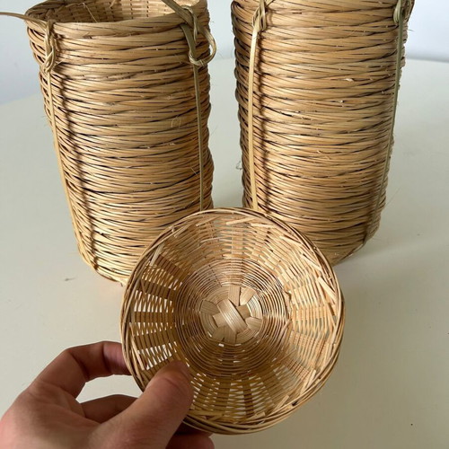 Set of 100 round wicker baskets, 12 cm