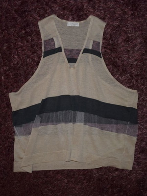 Brunello Cucinelli γυναικείο τοπ μεταχειρισμένο, μέγεθος L/XL, γκρι και μπεζ