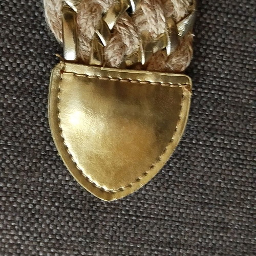 Women's summer belt with braided and golden leather new