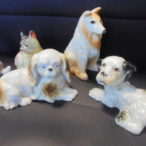 Porcelain dog figurines lot of 8 used, vintage style