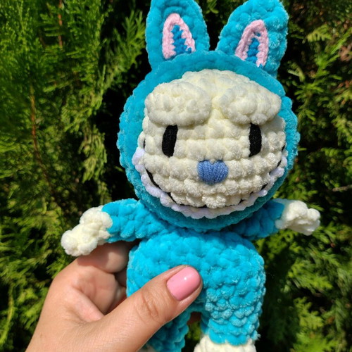 Knitted Labubu new with crochet and velour yarn