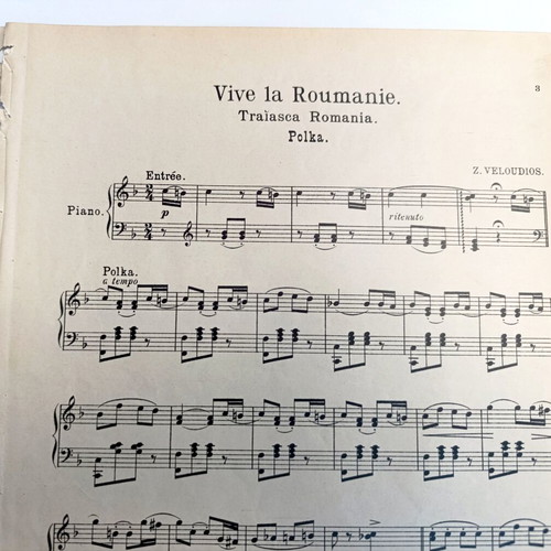 Vive La Roumanie sheet music used, Romanian polka
