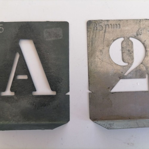 Metal Stencils 35 mm like new, Greek alphabet and numbers set