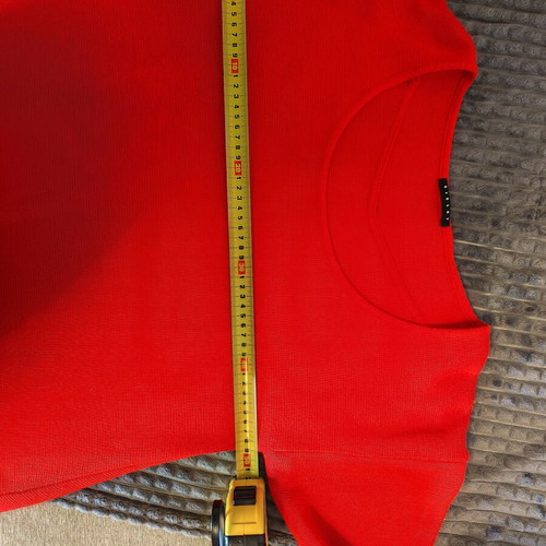 Sisley knitted dress like new with 30% wool, red orange, size M