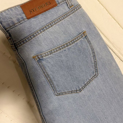 Feathers Jeans Studio 83 new, blue and pink, XL baggy fit